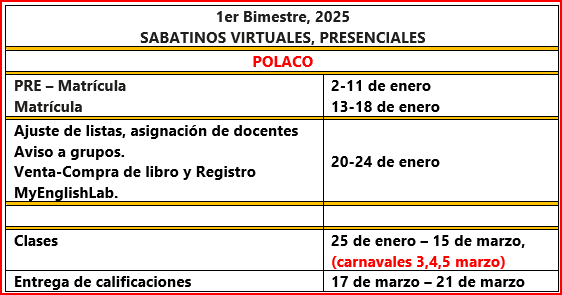 fechas curso de polaco sabatino