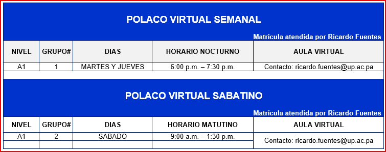 horarios curso polaco virtual
