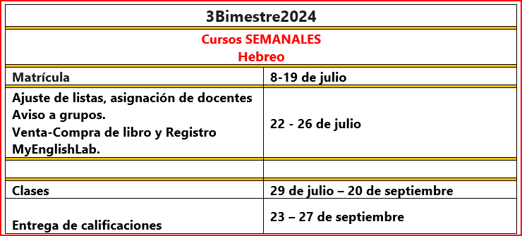 fechas curso de hebreo